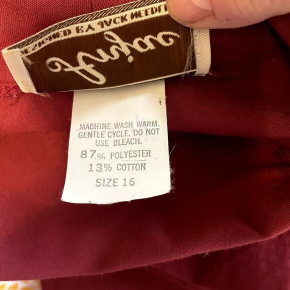 70s Vintage Anjac Deep Red Zip Front Cropped Sleeve Shift Dress House Coat 16 - Picture 6 of 6